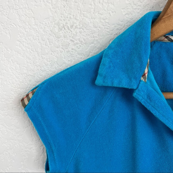 Burberry Golf Terry Towel Cloth Nova Check Plaid Polo - Picture 2 of 11